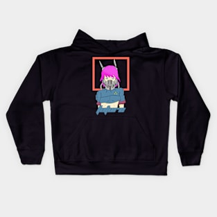 Cyberpunk girl violet hair Kids Hoodie